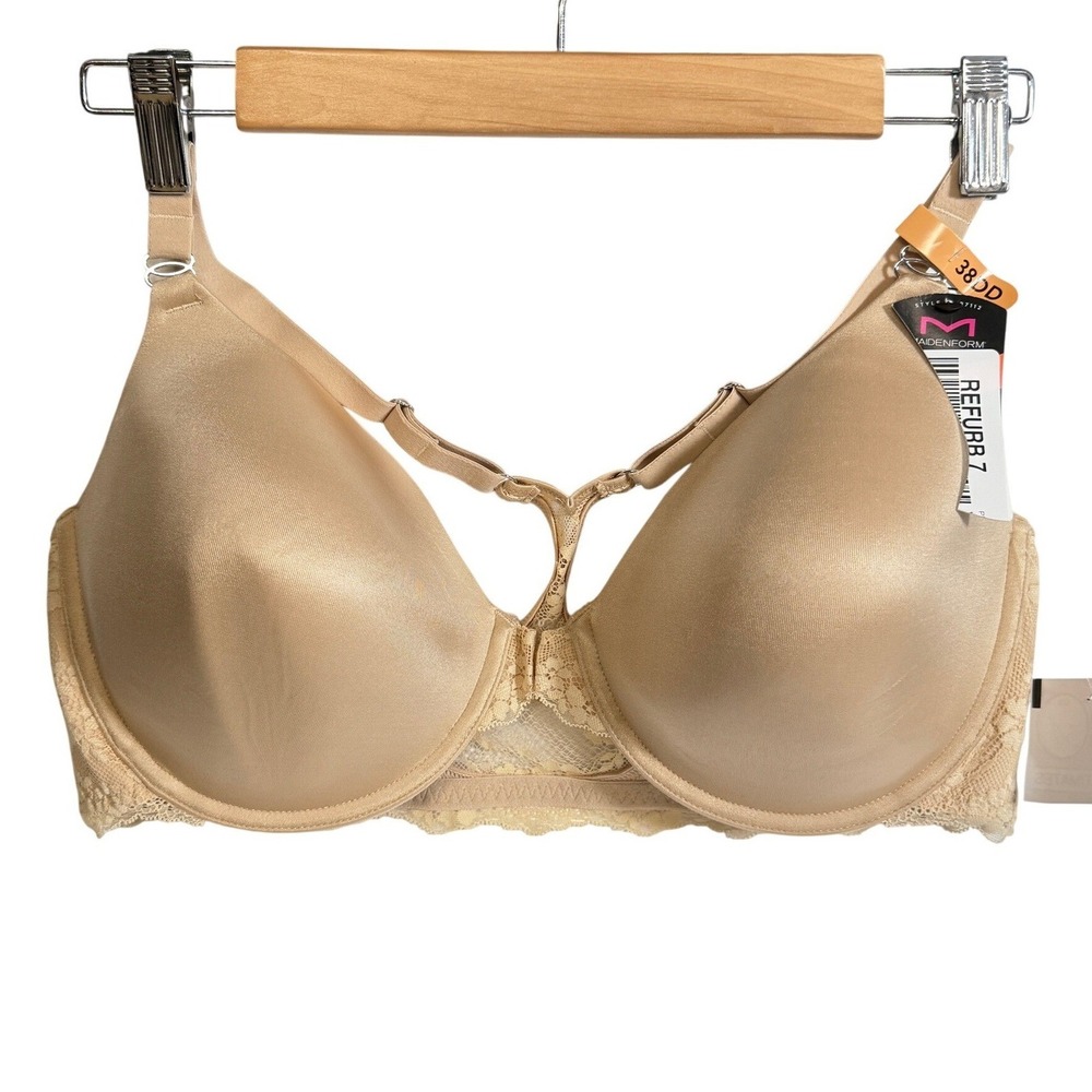 Maidenform New 38DD 07112 Front Close One Fab Fit Xtra Coverage T-Back Bra Beige